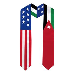 Écharpe de graduation <span class=keywords><strong>Jordan</strong></span> et drapeau américain, châle de graduation pour étudiants étrangers, études internationales, personnalisable - Product Image 1