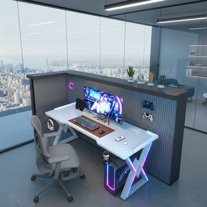 데스크탑 가정용 간단한 게임 테이블, 홈 오피스 테이블, 조명이 있는 인터넷 카페 컴퓨터 게임 테이블, 임대실 학습 테이블 - Product Image 2