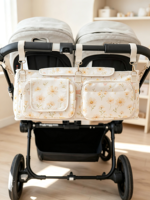 Yeni Tasarım OEM Büyük Depolama Alanlı Çift Bebek Arabası Çantası Bebek Bezi Düzenleyici Çantası Çift Bebek Arabası Düzenleyici Açık Hava Seyahati İçin
