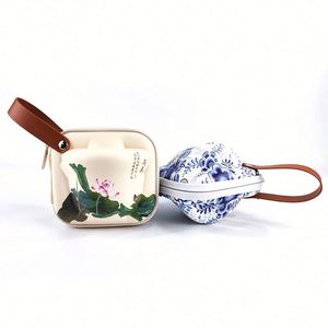 Ensemble de tasses à thé de voyage de style chinois, étui à thé en EVA avec fermeture éclair, étanche en PU, résistant pour le café et le thé, théière en porcelaine durable - Product Image 2