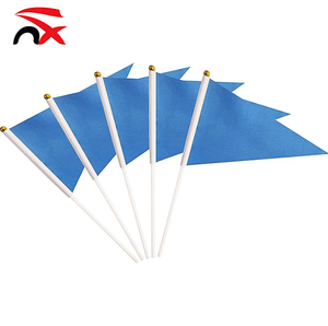 Высокое качество, оптовая продажа, быстрая доставка, треугольник, мини-полиэстер, синий ручной волнистый флаг для товаров - Product Image 6