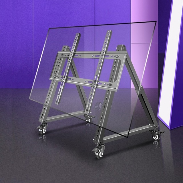Mobile TV Cart Wheels Cold Rolled Steel Black Adjustable 30 Tilt 360 Rotation 165lbs Capacity VESA 400x400 for 32-70" TVs