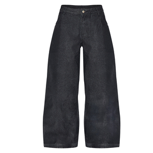Özel Bootcut kot kadınlar ham Baggy Stack pantolon Denim kot kadınlar için kenar Denim kot Baggy - Product Image 5