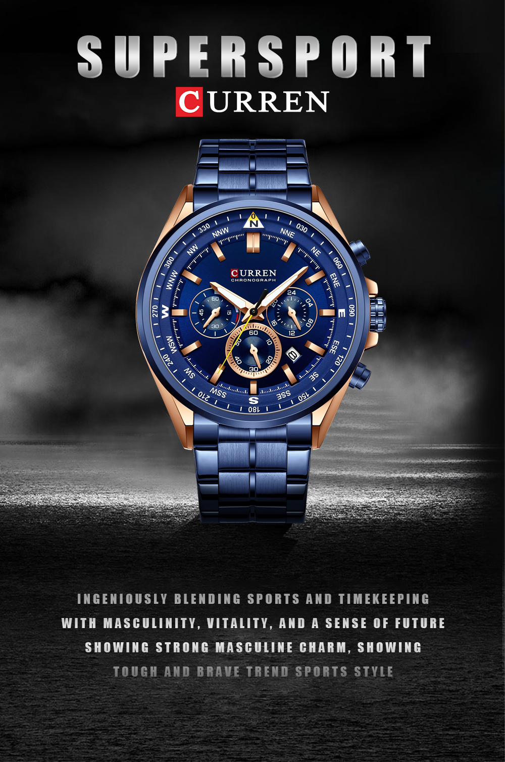Orologi da Uomo CURREN 8442 di Marca, Orologio da Polso Sportivo Impermeabile con Cronografo al Quarzo da Uomo