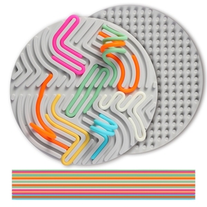 Tavola rotonda di attività sensoriale in Silicone Fidget giocattolo per Stress, ansia, <span class=keywords><strong>ADHD</strong></span> e autismo giocattolo di rilievo in Silicone con 18 corde colorate - Product Image 1