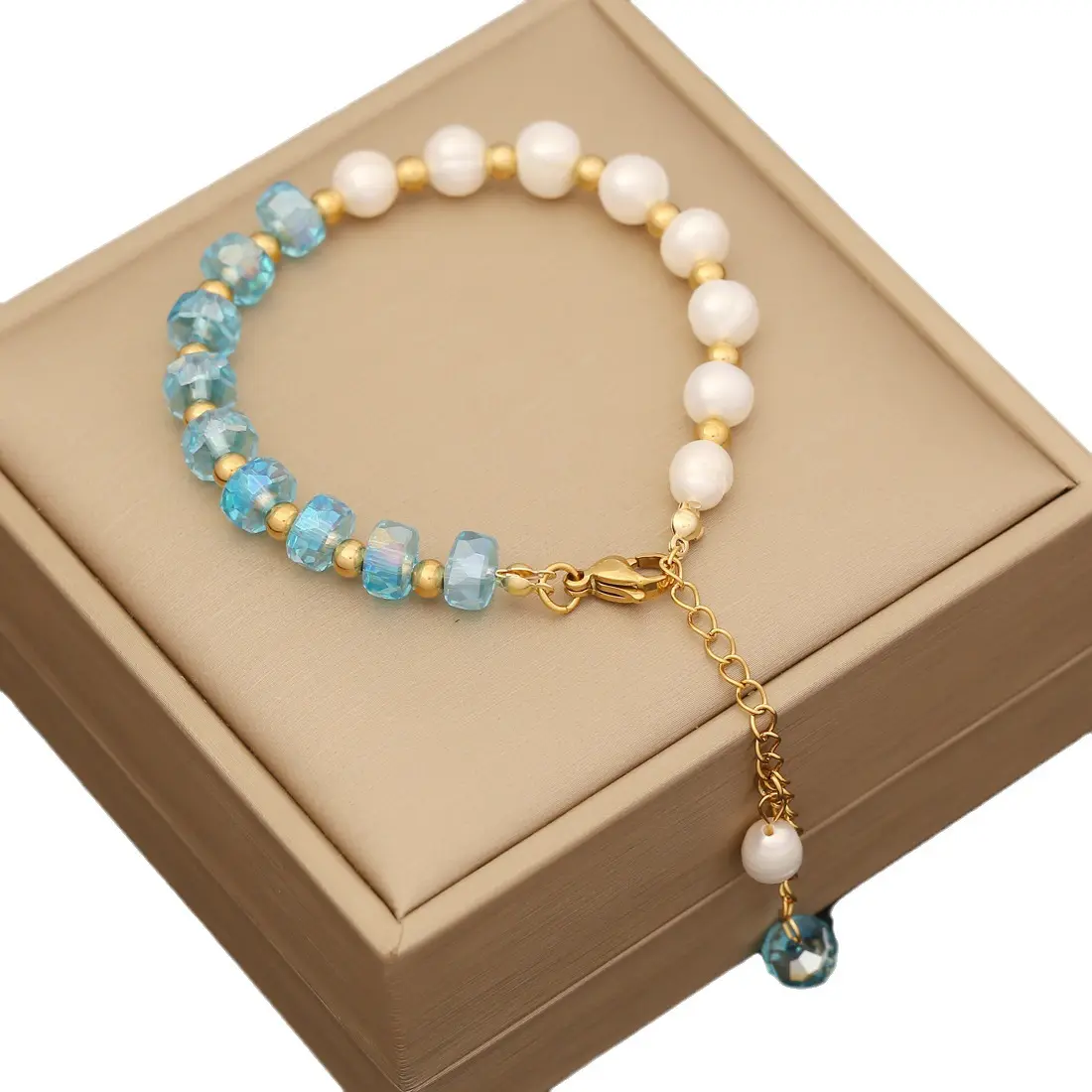 Fashion Colorful Crystal Bracelet Handmade Pearl Beaded Bracelet Good Luck Healing adjustable bracelet Christmas Gift For Her