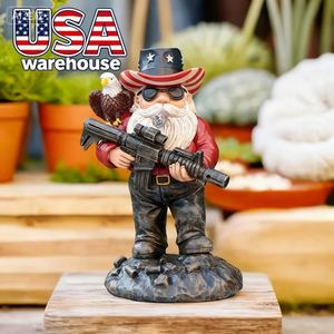 1pc d'ornement de jardin d'un nain avec un fusil et un aigle, sculpture de statue de soldat nain de l'armée militaire - Product Image 1