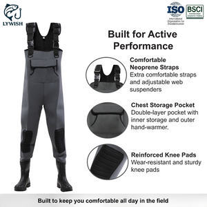 LYWISH Waders de Pêche 100% Imperméables en Néoprène de 4 mm pour Hommes, Cuissardes de Poitrine avec Bottes PVC pour la Chasse et la Pêche - Product Image 3