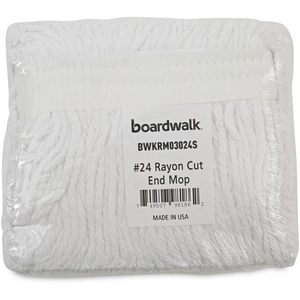 Boardwalk BWKRM03024S White 24 Oz. Rayon Banded Cut-End <b>Mop</b> Heads 12/Carton - Product Image 3