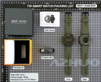 Montre connectée Android T30 pour hommes, grand écran de 1,7 pouces, appels Bluetooth, étanche IP67, moniteur de fréquence cardiaque, suivi d'activité physique, sport