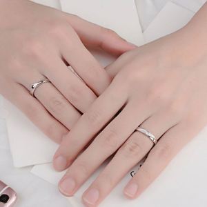 Anillo De Pareja <b>Silver</b> Plated <b>Adjustable</b> Open <b>Ring</b> for Women Men Wedding Geometric Jewelry Zircon Couple Jewelry Finger Band - Product Image 3