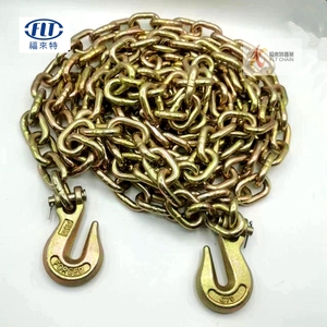 3/8 "5/16" Vàng mạ kẽm Tie xuống Giao thông vận tải chất kết dính liên kết G70 chuỗi với giả mạo lấy móc - Product Image 1