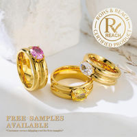 Bague de luxe simple en acier inoxydable, bijoux de mode, plaquée or 18 carats, zircon, bague de mariage et de fiançailles, imperméable et inaltérable