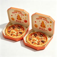 Boîte à pizza en carton ondulé personnalisée, emballage écologique pour restaurant, emballage à emporter pour restauration rapide
