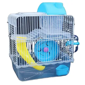 Double-storey Villa-shaped Wire Cage With Feeding Bowl, Running Roller Skating Toy Small Castle, Double-layer Hamster Cage