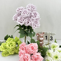 Bouquet de 9 roses artificielles en soie, fleurs en plastique réalistes pour mariage, arrangement de vase d'intérieur, décoration