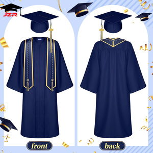 Toge de graduation pour adultes, ensemble bonnet et robe de cérémonie universitaire bleu marine, vente en gros pour les écoles et les universités - Product Image 2