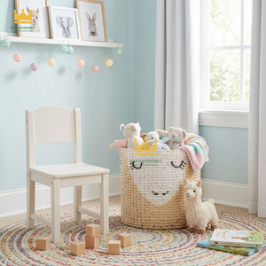 KING HANDICRAFT Cartoon Unicorn Rattan <b>Storage</b> <b>Basket</b> Round <b>Toy</b> Organizer for Kids Bedroom Plant Fiber Handwoven Decorative Bin - Product Image 3