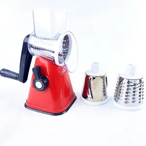 Rotary Cheese Grater Shredder 3 Drum Blades Manual Speed Food Slicer with Strong Suction Base for Cheese