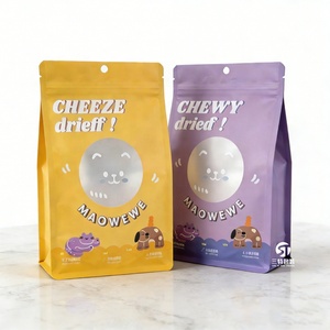 Custom Window Pet Food Bag Printed Aluminum Foil Flat Bottom Dog Food Stand up Pouch with Durable Zipper <b>Lock</b> - Product Image 1