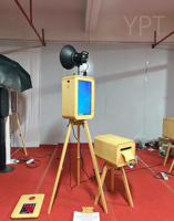 YPT Instant Print Photo Booth Kaca Tempered Bingkai Kayu Layar Sentuh 18.5" Wi-Fi NFC Bluetooth HDMI-Kompatibel DSLR SLR GoPro