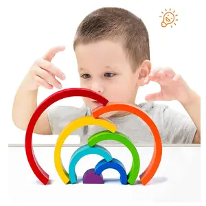 蒙特梭利幼儿玩具，儿童彩色堆叠块拼图3 4 5岁早期开发木材堆垛机游戏
