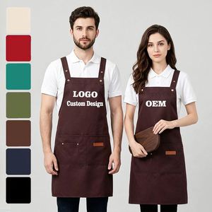 Tablier de cuisine sans manches en toile imperméable et résistante à l'huile pour homme, style tendance, bretelles croisées durables, marron - Product Image 1