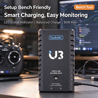 Chargeur d'équilibrage USB-C ToolkitRC U3 LiPo 2.0A haute efficacité en ABS, moule exclusif pour avion FPV, camping et entraînement