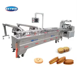 Otomatik bisküvi çerez sandviç ambalaj fırında mal makine sanayi ekipmanları kremalı bisküvi aperatif üretim makineleri