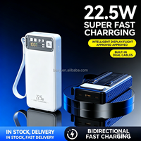 Nuevo Cargador Portátil con Logotipo Personalizado, Tipo-C, Carga Rápida Bidireccional de 22.5W, 10000mAh, Cables Integrados, Banco de Energía de 20000mAh