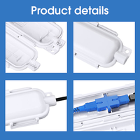 Caja de empalme de fibra óptica FTTH de 1 núcleo, impermeable, de ABS, con tubo adaptador SC, cable de bajada y accesorios de funda termorretráctil