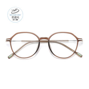 Monture de lunettes rétro ronde en TR90, anti-lumière bleue, monture complète, unisexe, verres en acrylique, fabriqué à Danyang - Product Image 2