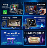 Lecteur Mp5 de voiture 7 pouces Carplay multimédia Radio Display Android Auto Wireless FM BT5.0 Portable Carplay Screen Car Monitor