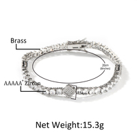 Bracelet Tennis Trèfle à Quatre Feuilles Entièrement Serties, Collier Porte-Bonheur, Bijoux de Mode pour Femmes et Hommes, Bracelets en Diamants
