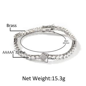 Bracciale Tennis con quadrifoglio pieno ghiacciato collana fortunata di moda donna <span class=keywords><strong>uomo</strong></span> gioielli braccialetti di diamanti - Product Image 6