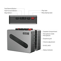 Lecteur de cassettes rétro Ezcap237, Walkman, enregistrement vocal sur cassette vierge, batterie rechargeable, corps en alliage d'aluminium, lecteur de cassettes