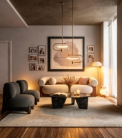 Fauteuil d'appoint de luxe moderne pour hôtel, avec housse, écologique, confortable, gris, pieds en bois, design pour salon