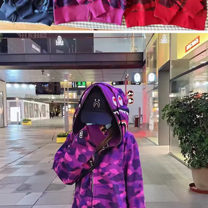 26 Double Cap Cross-Border Foreign Dropshipping BA <span class=keywords><strong>Shark</strong></span> Ape Head 3D Printed Zipper Hoodie Trendy Brand Loose Camouflage Winter - Product Image 5