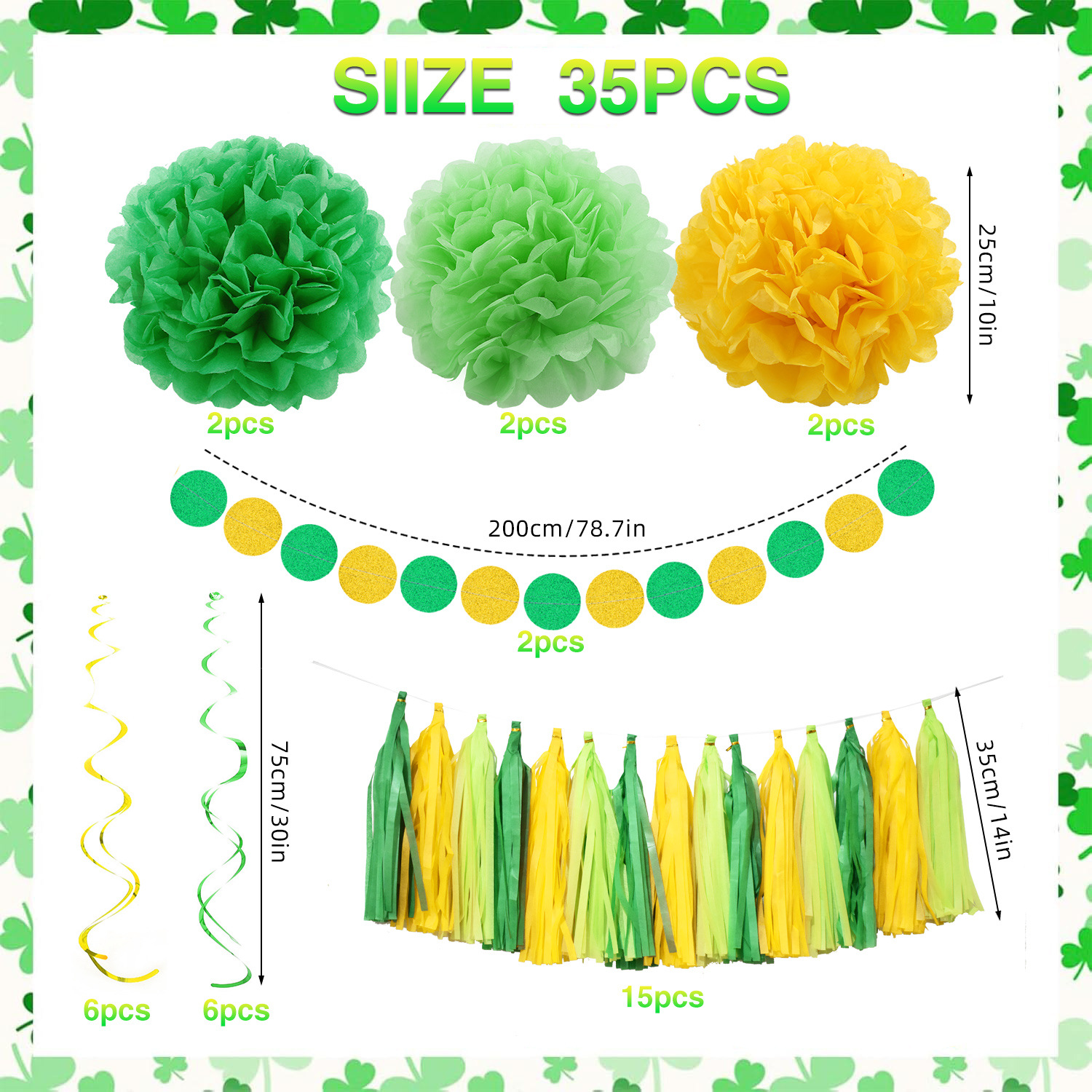 Saint patrick paper flower ball set