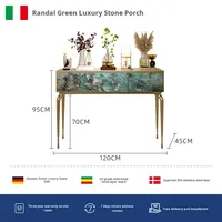 Table de foyer console de style italien avec pierre de luxe en acier inoxydable Oeuvre d'art de designer haut de gamme pour la lumière d'entrée Sensation de luxe