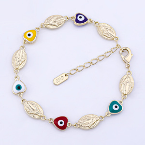 2022 Neuerscheinung Türkisches Blau Vergoldetes 14k 18k Böses-Auge Verstellbares Armband für Frauen Ojo Schmuck Öltropfen Kupfer Buntes Design - Product Image 3