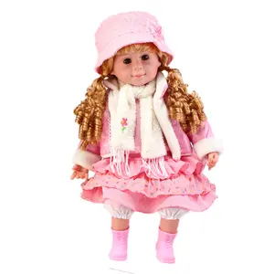 タッチボディがスペイン語のインタラクティブビニールぬいぐるみを話すとき柔らかくかわいい話す機能赤ちゃん人形シリコンアメリカン人形