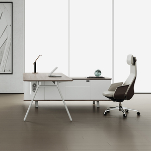 Gabinete de almacenamiento de madera MDF MFC moderno de alta gama, escritorio de oficina ejecutivo ergonómico duradero para CEO Director Boss Home Apartment Use - Product Image 4