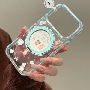Soporte Giratorio de 360 Grados con Diseño de Oso y Conejo Verde, Compatible con 17 <span class=keywords><strong>Pro</strong></span> y 16/15, Carcasa Transparente Antigolpes para Teléfono - Product Image 2