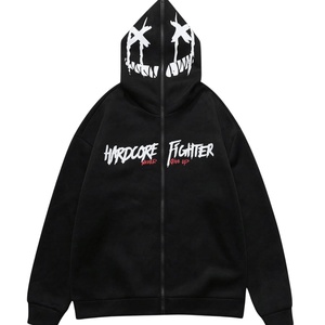 Sudadera con capucha y cremallera bordada para hombre, estilo oversize, grunge, streetwear, ligera, para otoño - Product Image 6