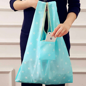 Hot Sale Eco Friendly Dot Pattern Polyester <b>Medium</b> <b>Size</b> Handled Shoulder Strap Folding Ball Shape Outdoor Use Shopping <b>Bag</b> - Product Image 3