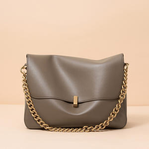 Fashion Minimalist <b>Soft</b> Genuine Leather Ladies Messenger Bag Large Capacity Briefcase <b>Handbag</b> Single Strap ZIP Closure - Product Image 2