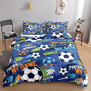 New 3pcs Bedding Set Machine Washable Soft Pillowcase Digital Printing Cartoon <strong>Football</strong> Pattern Polyester <strong>Duvet</strong> <strong>Cover</strong> - Product Image 1