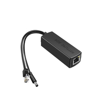 Divisor PoE Activo de 48 V a Tipo C 5 V 2.4 A, Stock 5521, Conector Macho CC / Micro USB / USB-C Opcional, Full-duplex y Half-duplex, 200 mV Máx. 2 A