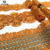 Dentelle guipure de 10 cm, dernière tendance, broderie florale, motif soluble à l'eau, polyester, strass, tissu pour accessoires de vêtements DIY